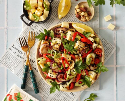 salată de legume la grătar cu mozzarella fresca