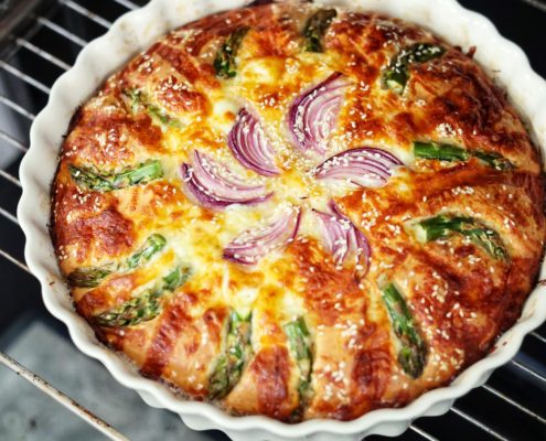 tartă cu sparanghel și cașcaval Sofia