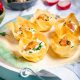 coșulețe aperitiv umplute cu cremă de brânză Delaco și somon