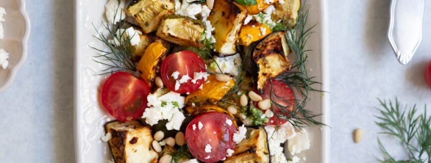 legume coapte cu telemea de capră Delaco