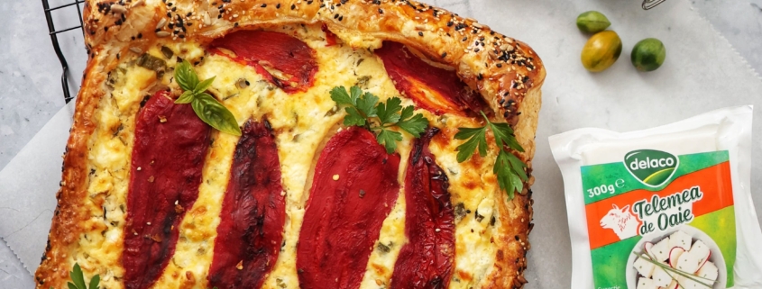 tarta rapidă cu ardei capia și telemea