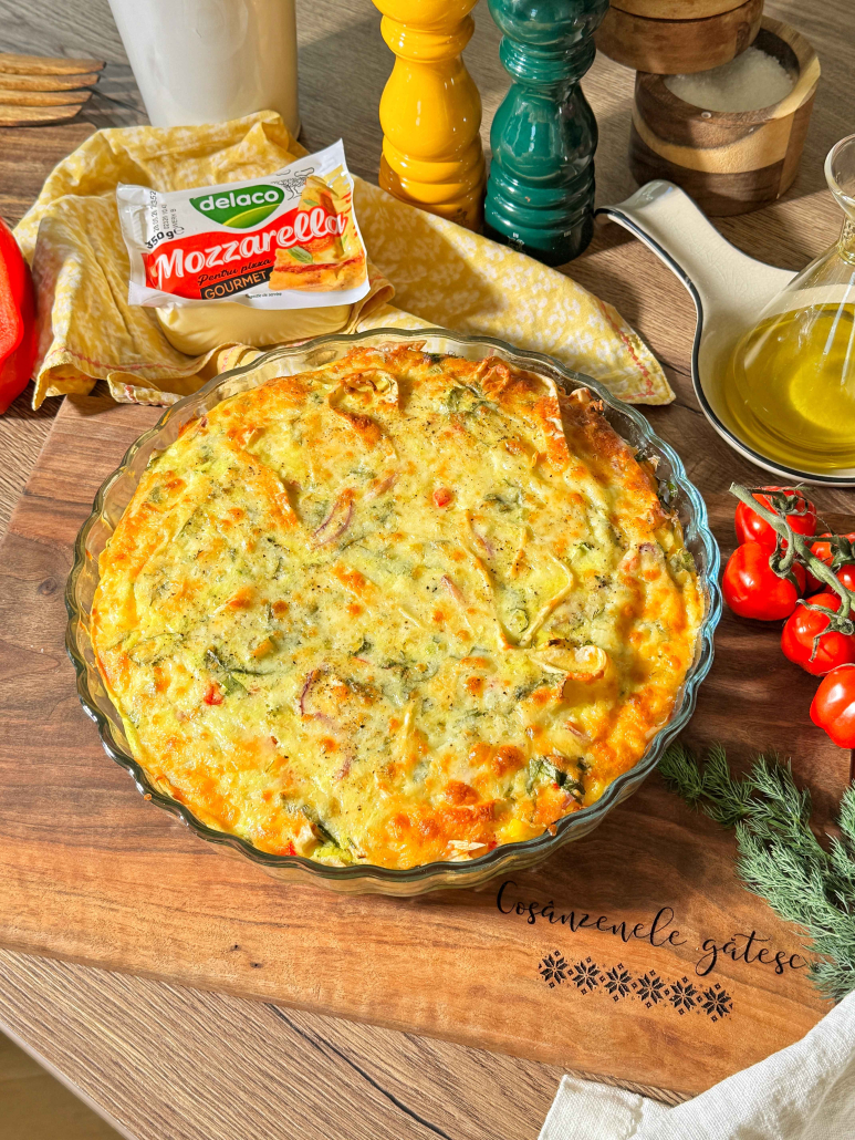 Quiche cu legume colorate și crustă crocantă de Mozzarella Gourmet