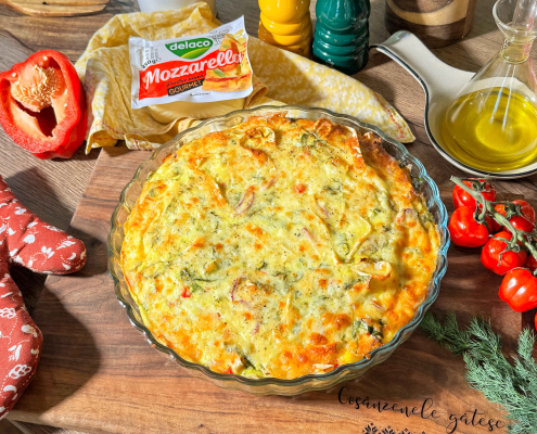 Quiche rapid cu lipii, legume colorate și Mozzarella Gourmet Delaco